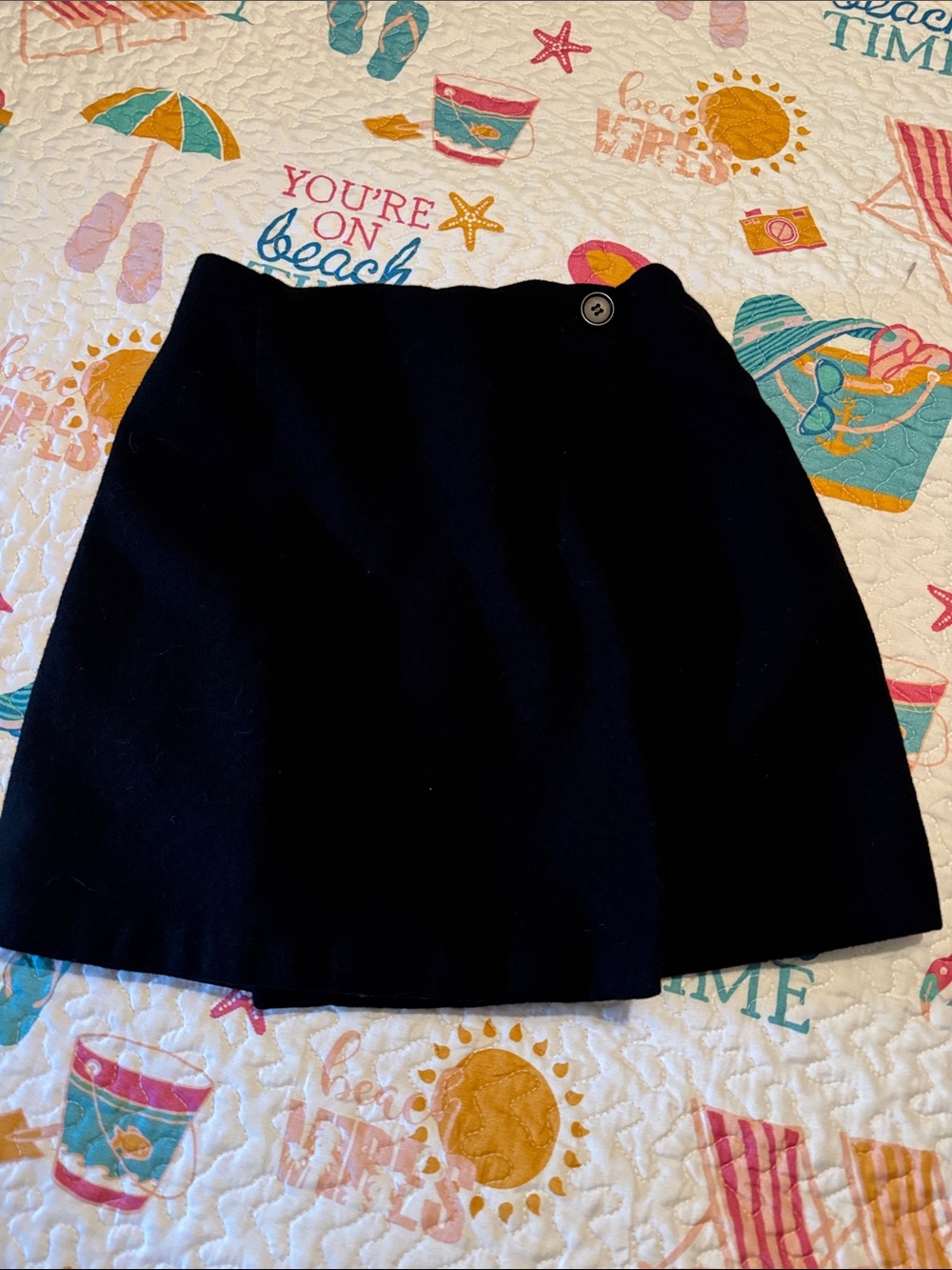 Vintage 100% Wool Black Wrap Mini Skirt